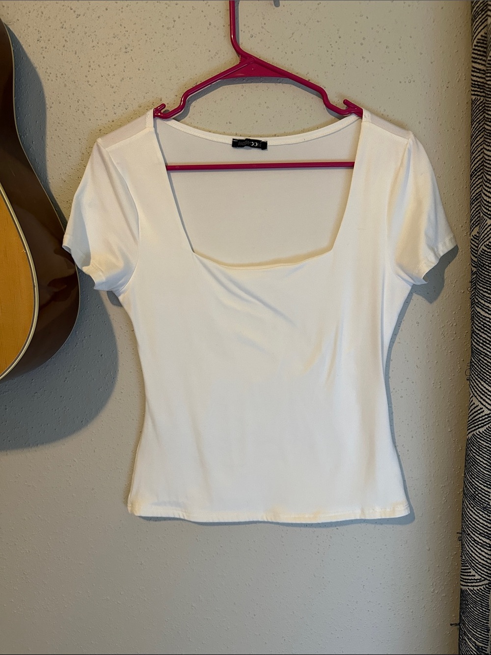 Papermoon White Square Neck Short Sleeve Top